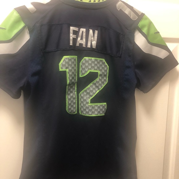 Nike On Field NFL Authentic Seattle Seahawks #12 Fan  Blue Lime Jersey Sz SM - Picture 8 of 11